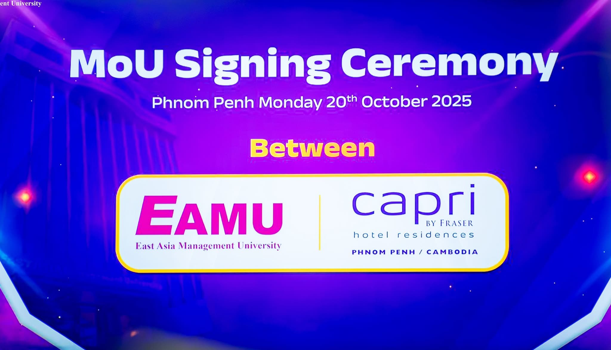 EAMU Partners with Capri by Fraser for Internship and Training Opportunities