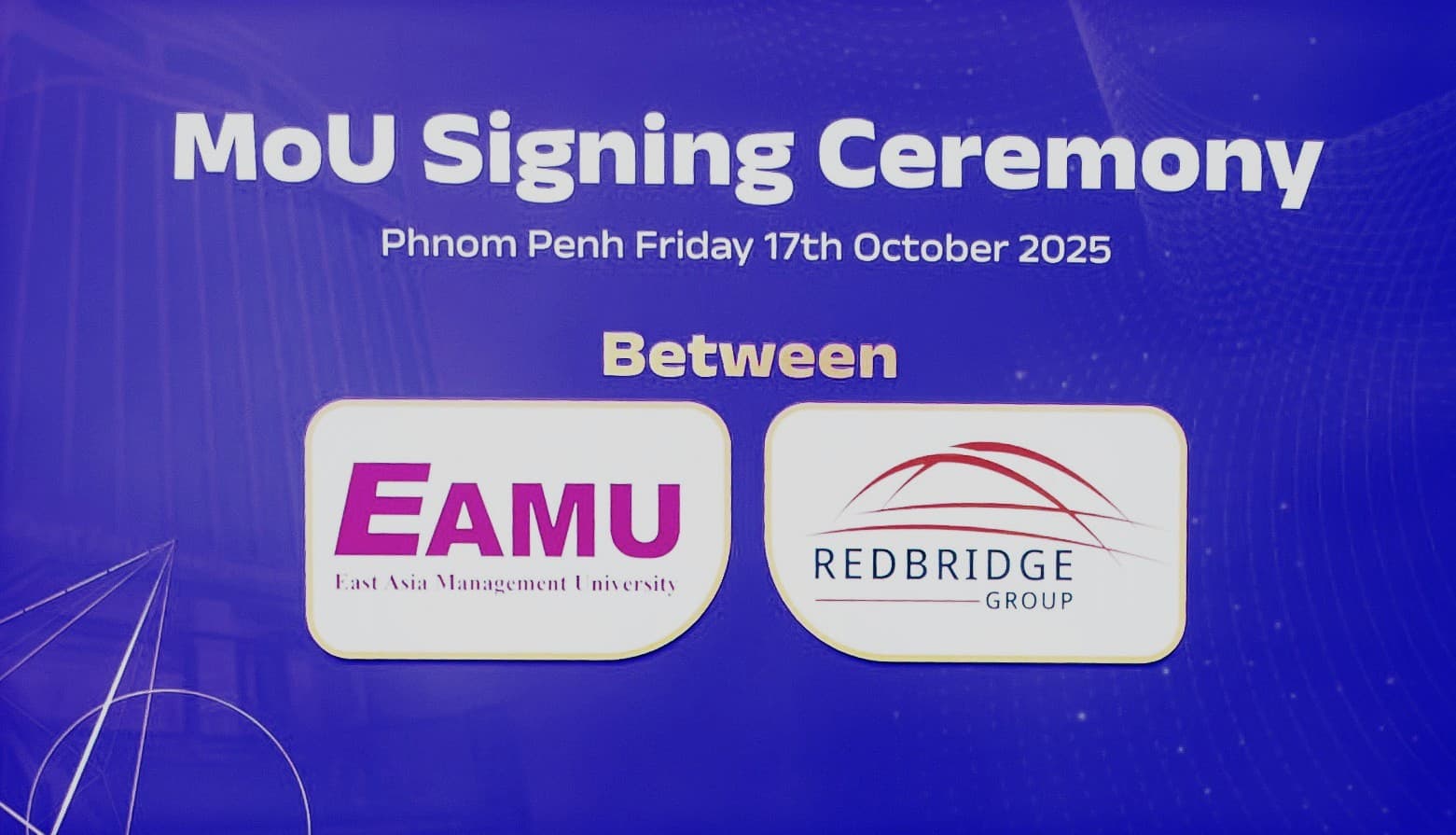 EAMU Signs Memorandum of Understanding with REDBRIDGE CO.