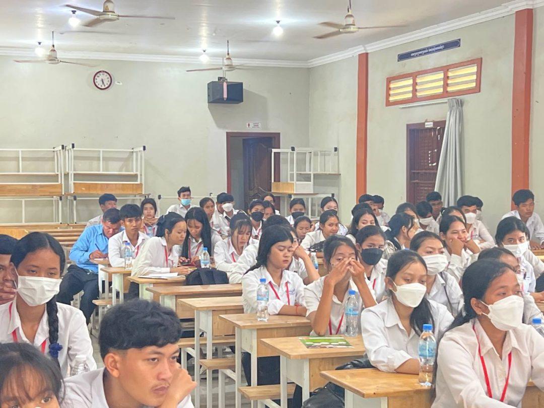 School talk at Hun Sen wat svay high school on 1 Aug23