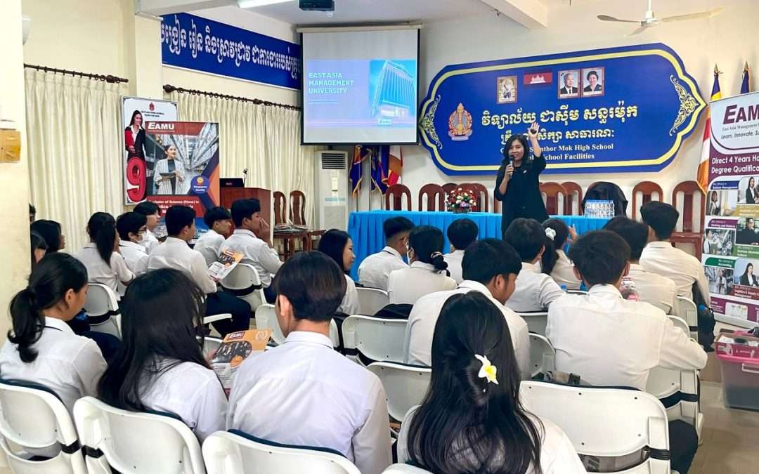 School talk at Chea Sim Santhormuk High School in June 2024