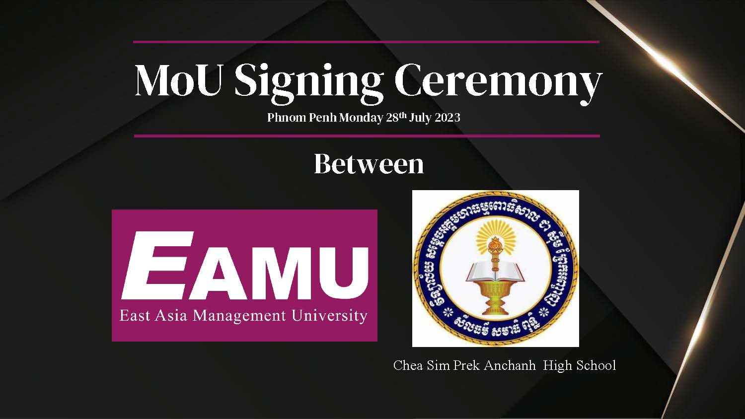 EAMU Expands NGS Partnership with Chea Sim Prek Anchanh High School
