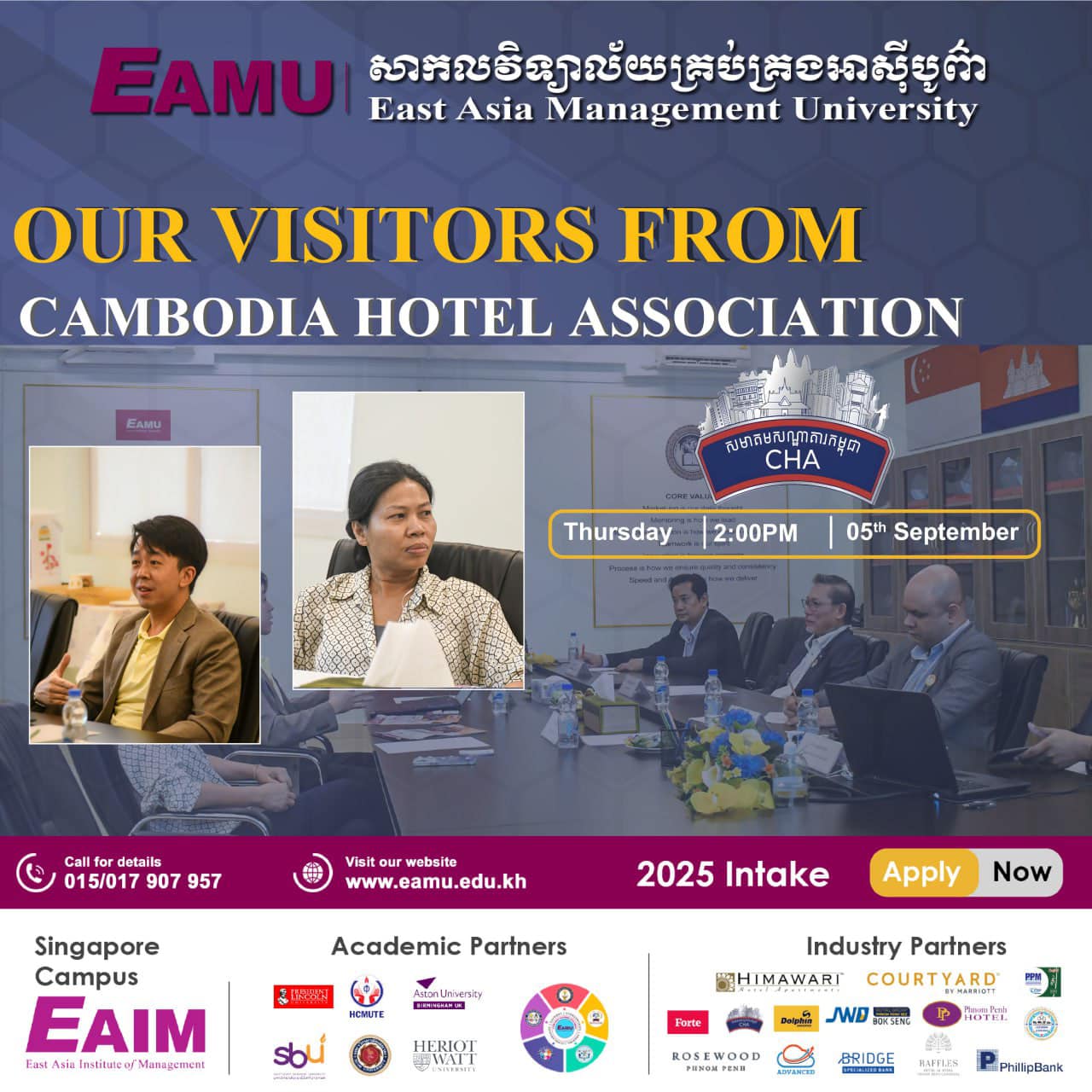 EAMU Hosts Cambodia Hotel Association (CHA) Courtesy Visit